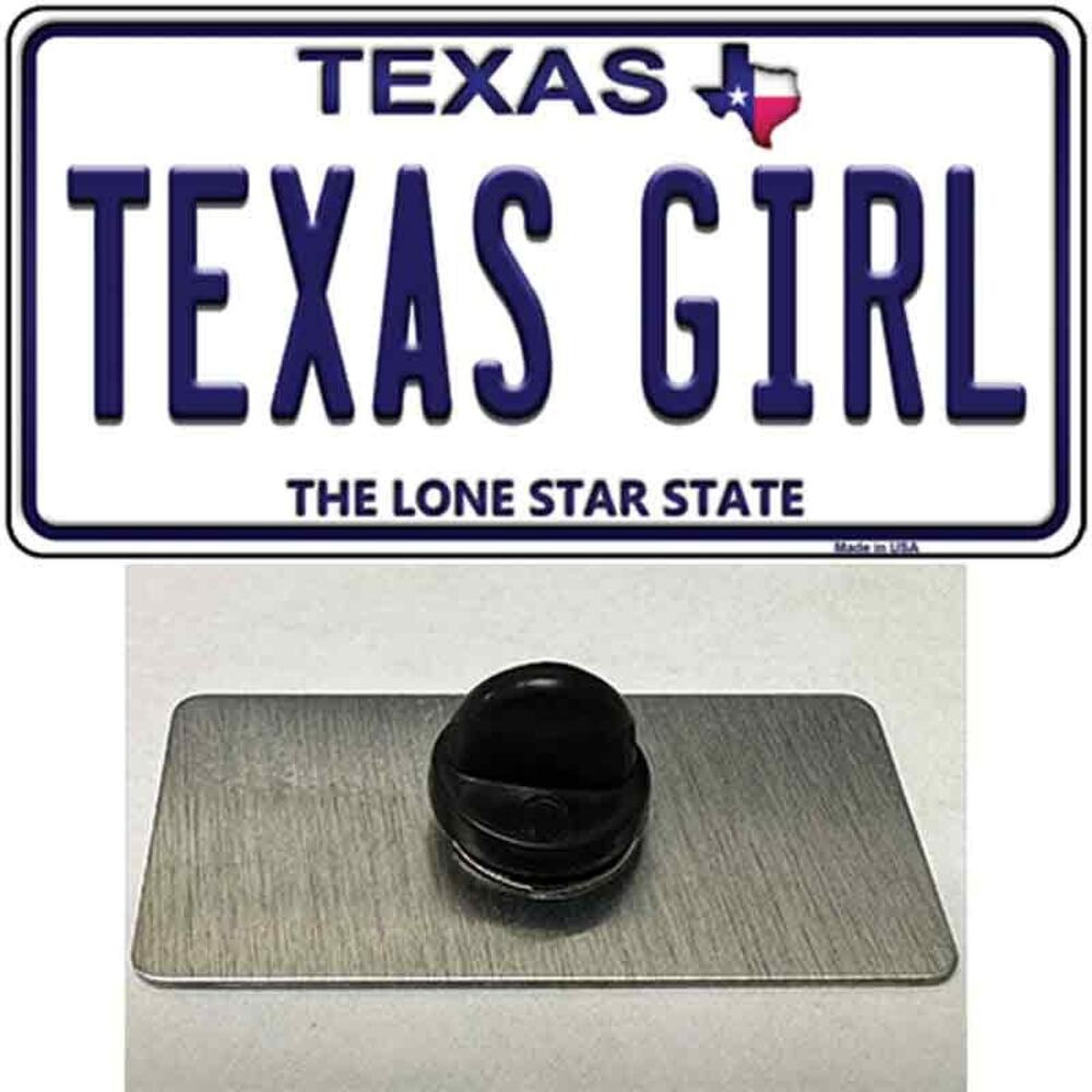 Texas Girl Hat Pin Tag Novelty Metal Backpack Retro Football New 1.5"x.75"